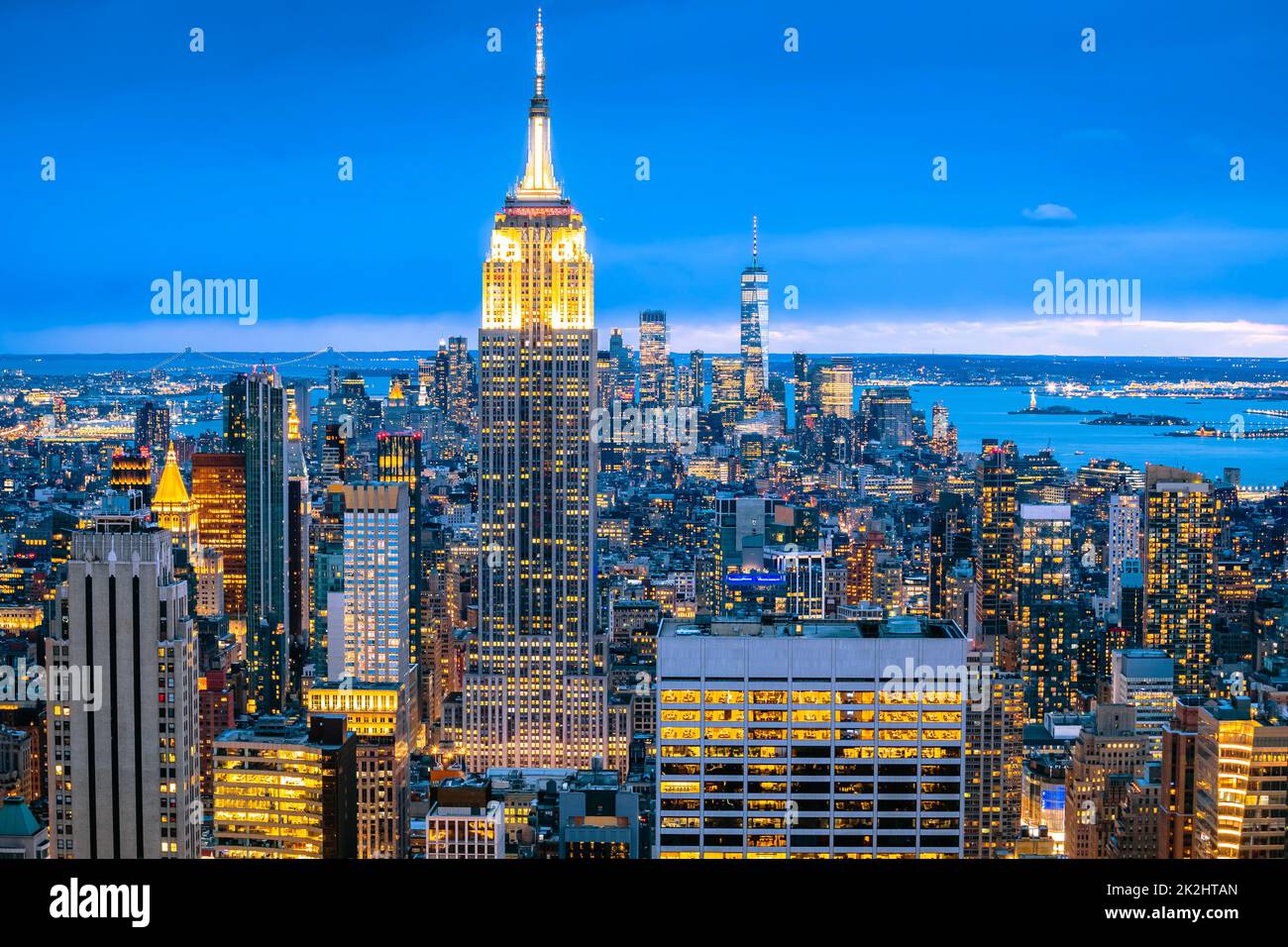 Epic skyline of New York City evening view Stock Photo