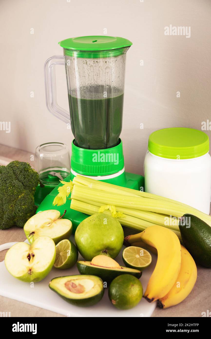Blender and ingredients for healthy smoothie Stock Photo Alamy