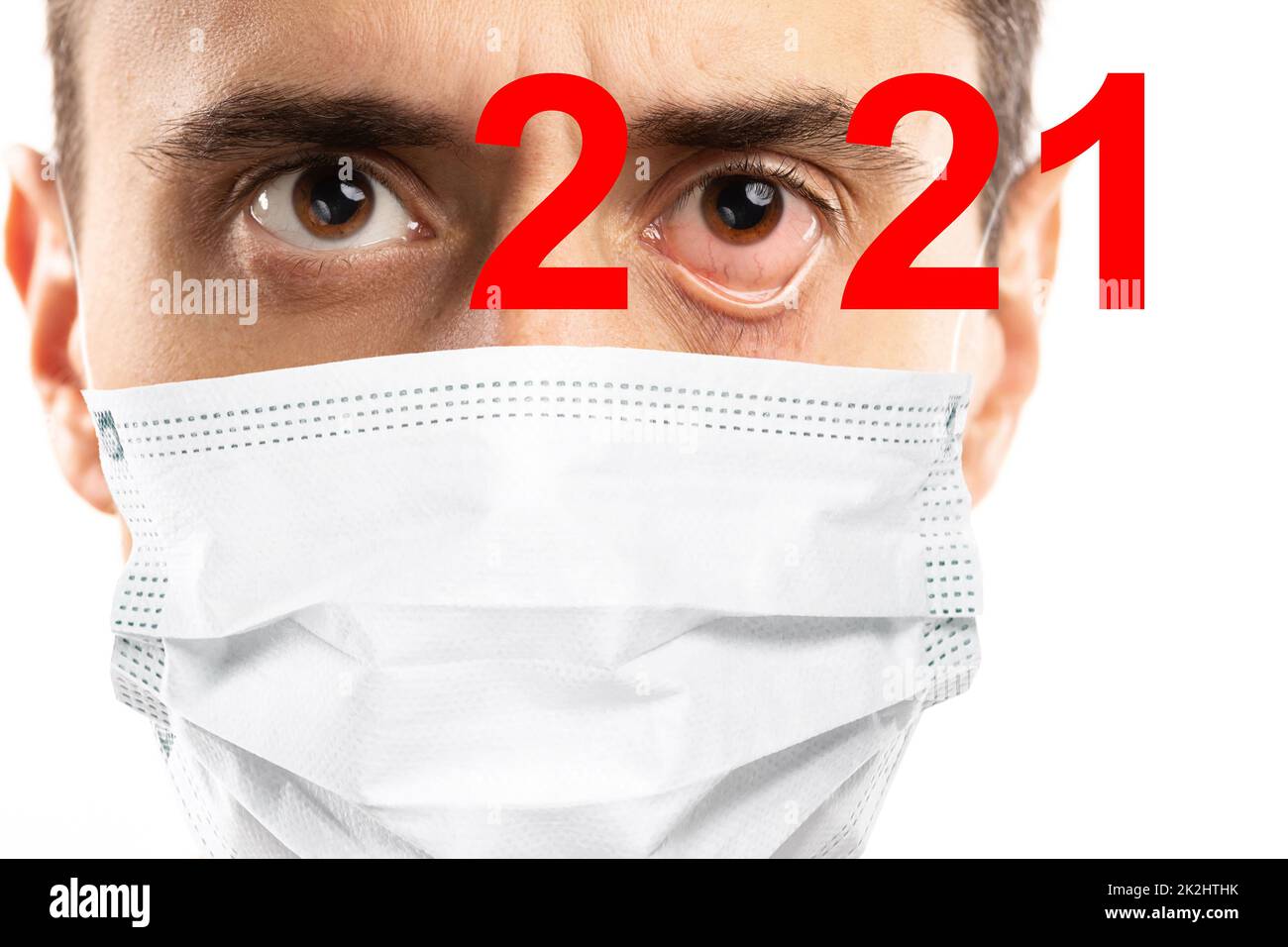 COVID19 pandemic still continues in 2021. Man with a virus symptoms