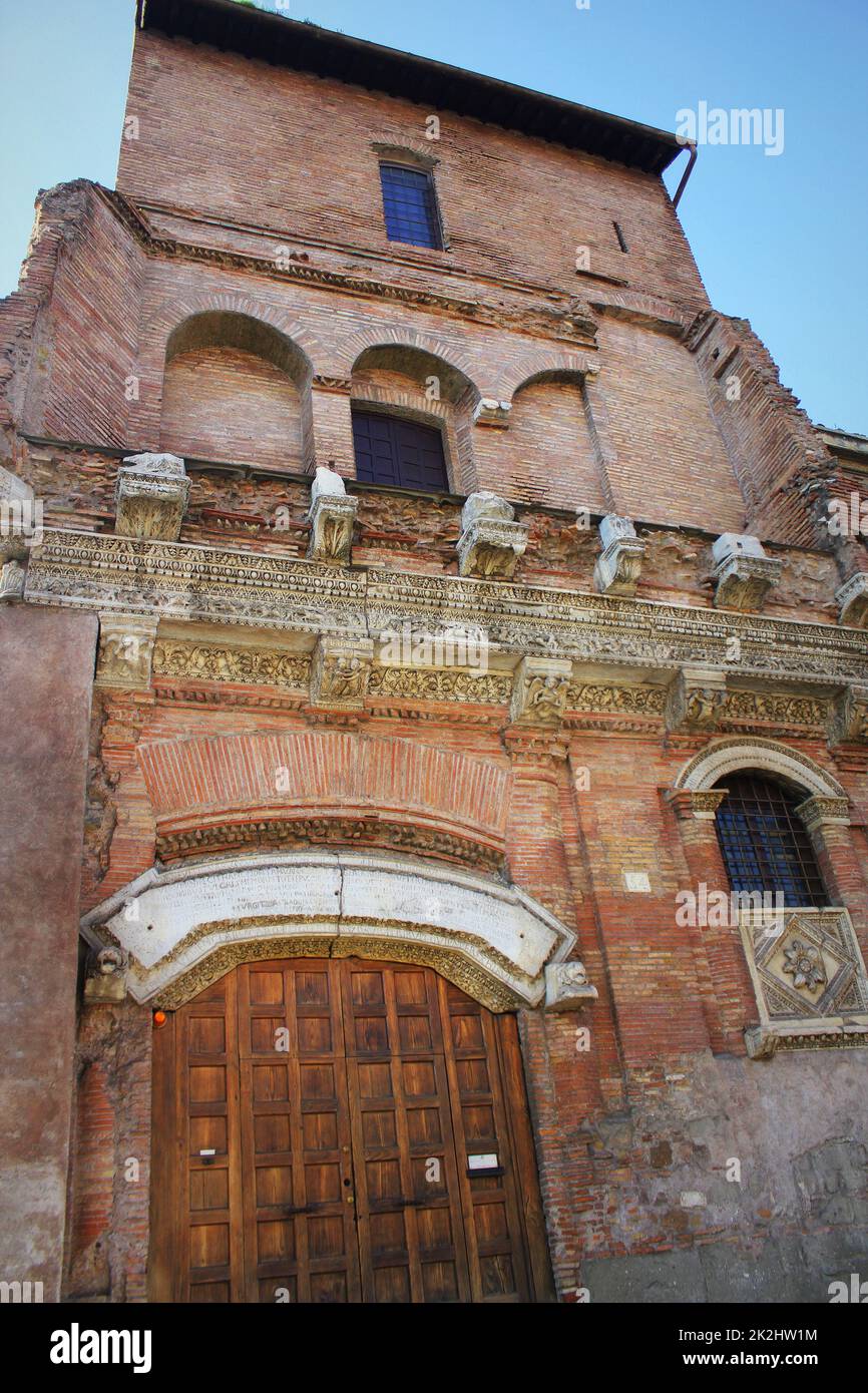 Rome, Italy - Casa dei Crescenzi, medieval structure at Forum Boarium Stock Photo