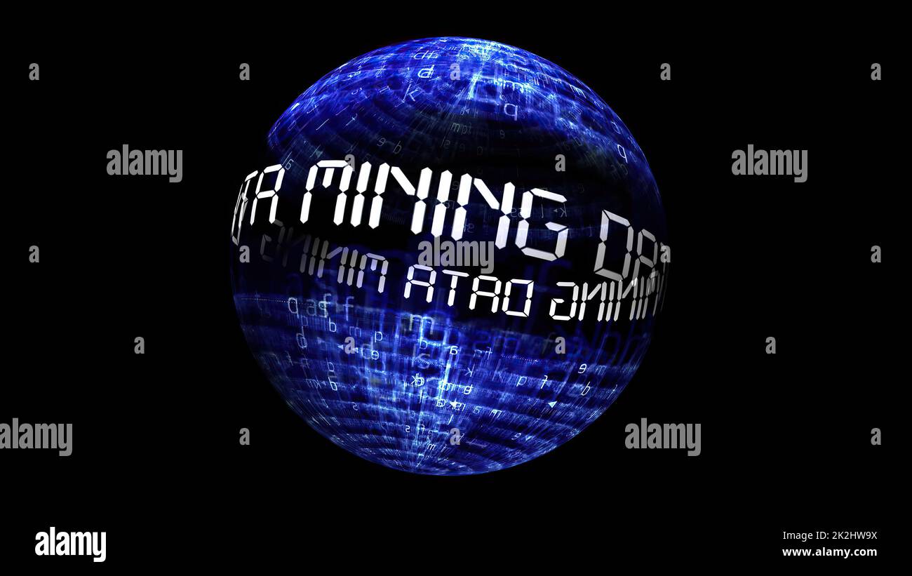 Data mining concept on rotating sphere Stock Photo