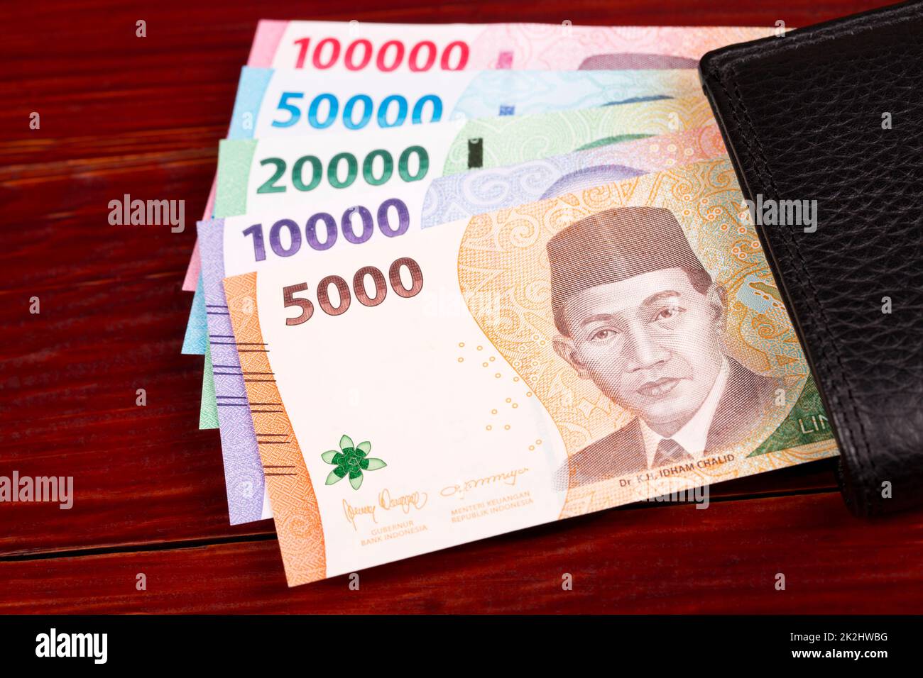Indonesian money - Rupiah - new serie of banknotes in the wallet Stock Photo