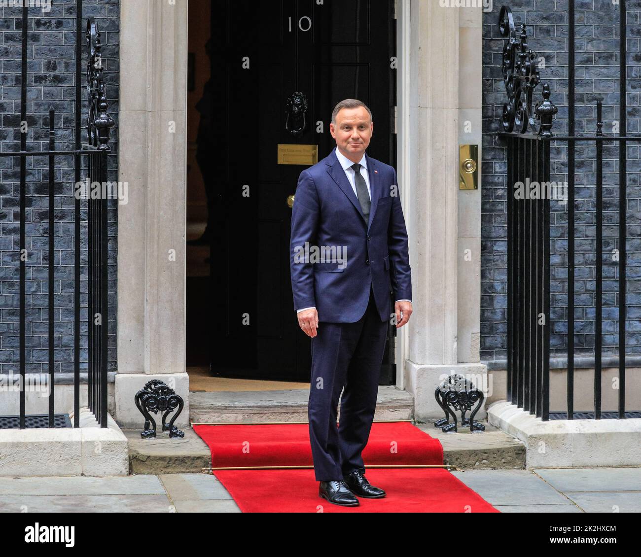 Andrzej Duda, President of the Republic of Poland, at 10 Downing Street in Westminster to meet with Liz Truss, London, UK Stock Photo
