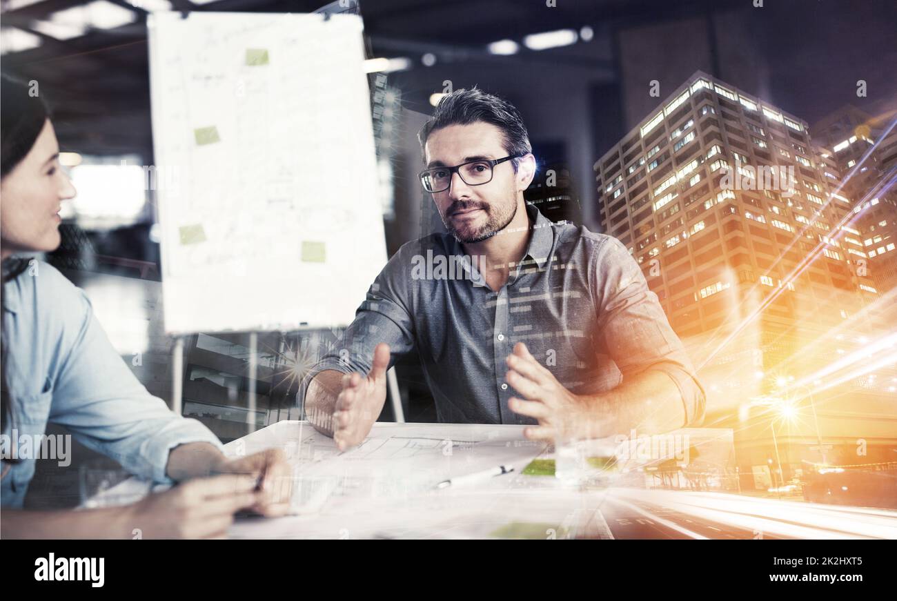 Working night and day for the company Stock Photo