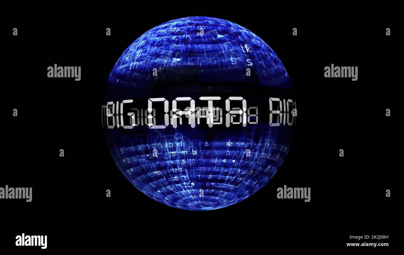 Big data concept on rotating sphere Stock Photo