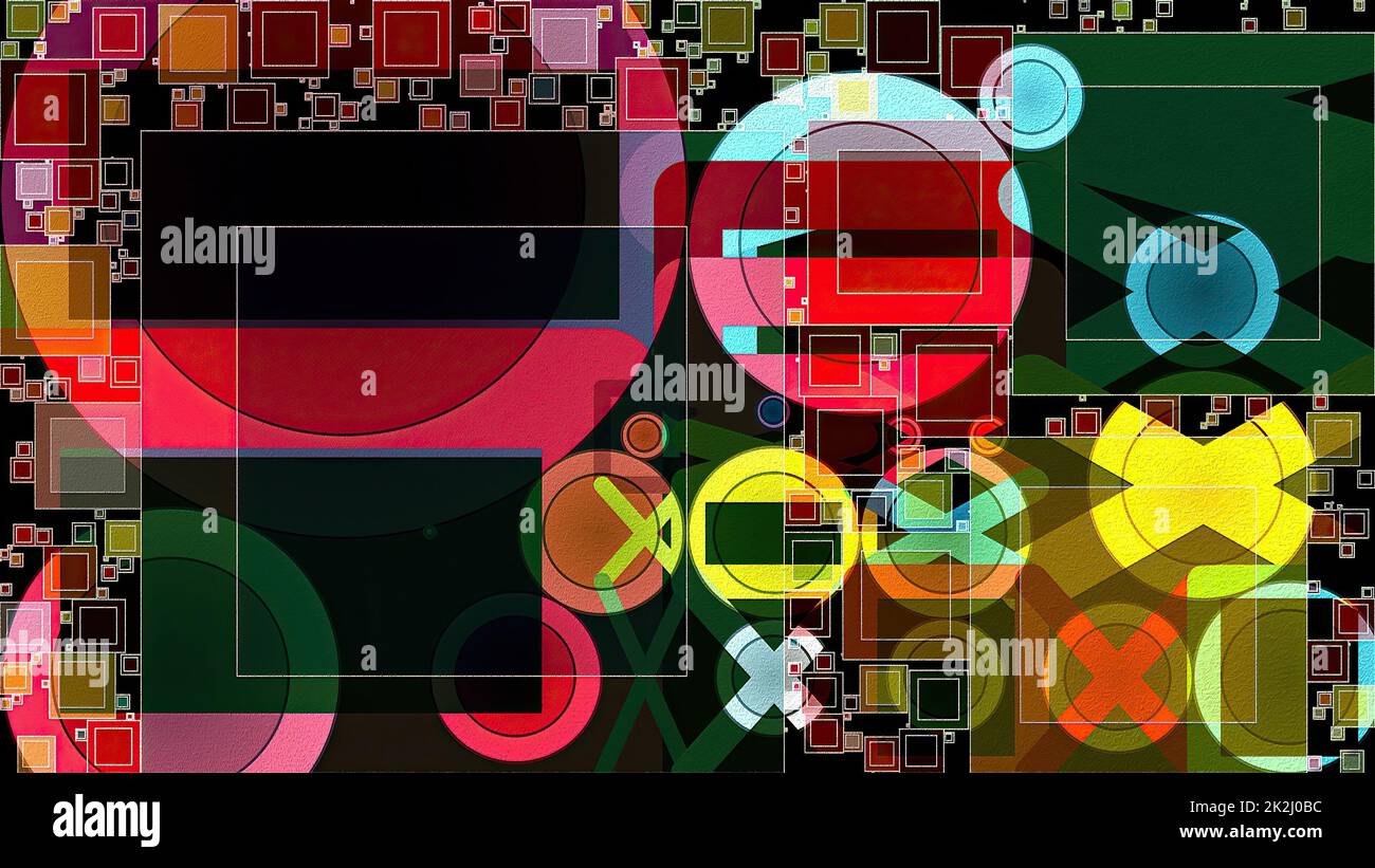 Artwork of abstract composition made with geometrical shapes and ...