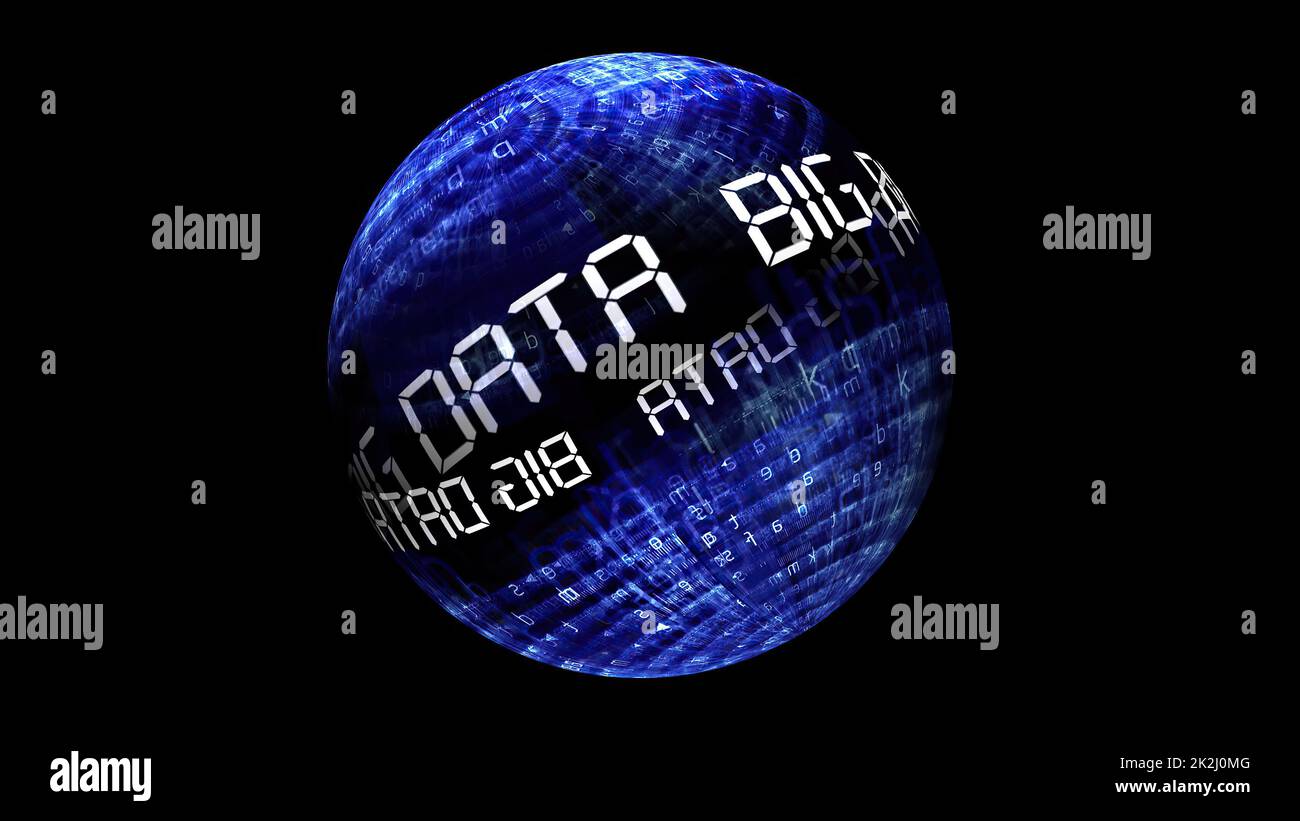 Big data concept on rotating sphere Stock Photo