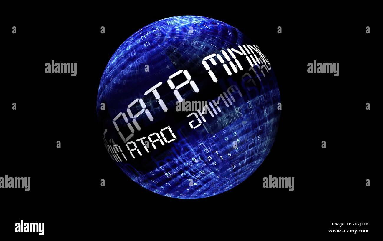 Data mining concept on rotating sphere Stock Photo