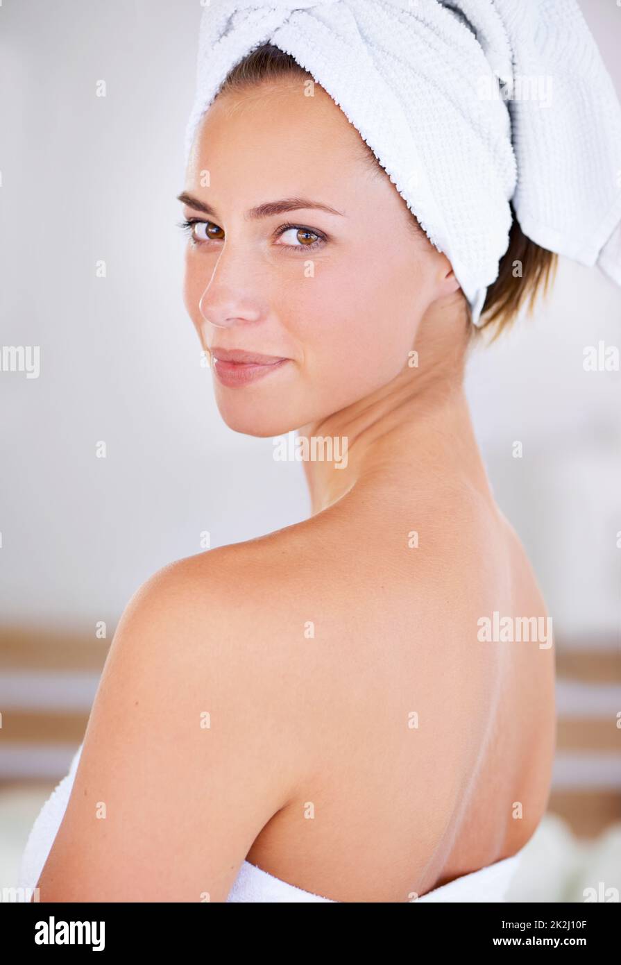 Feeling fresh and revitalised. Cropped shot of a beautiful woman during her morning beauty routine. Stock Photo
