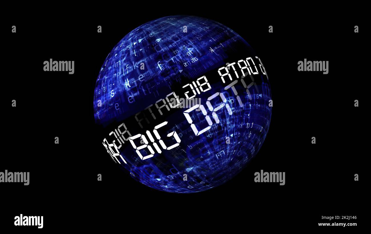 Big data concept on rotating sphere Stock Photo