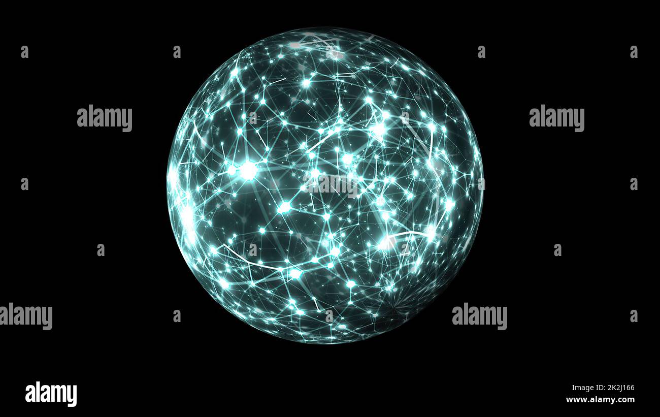 Abstract Plexus Technology Science on rotating sphere concept Stock Photo