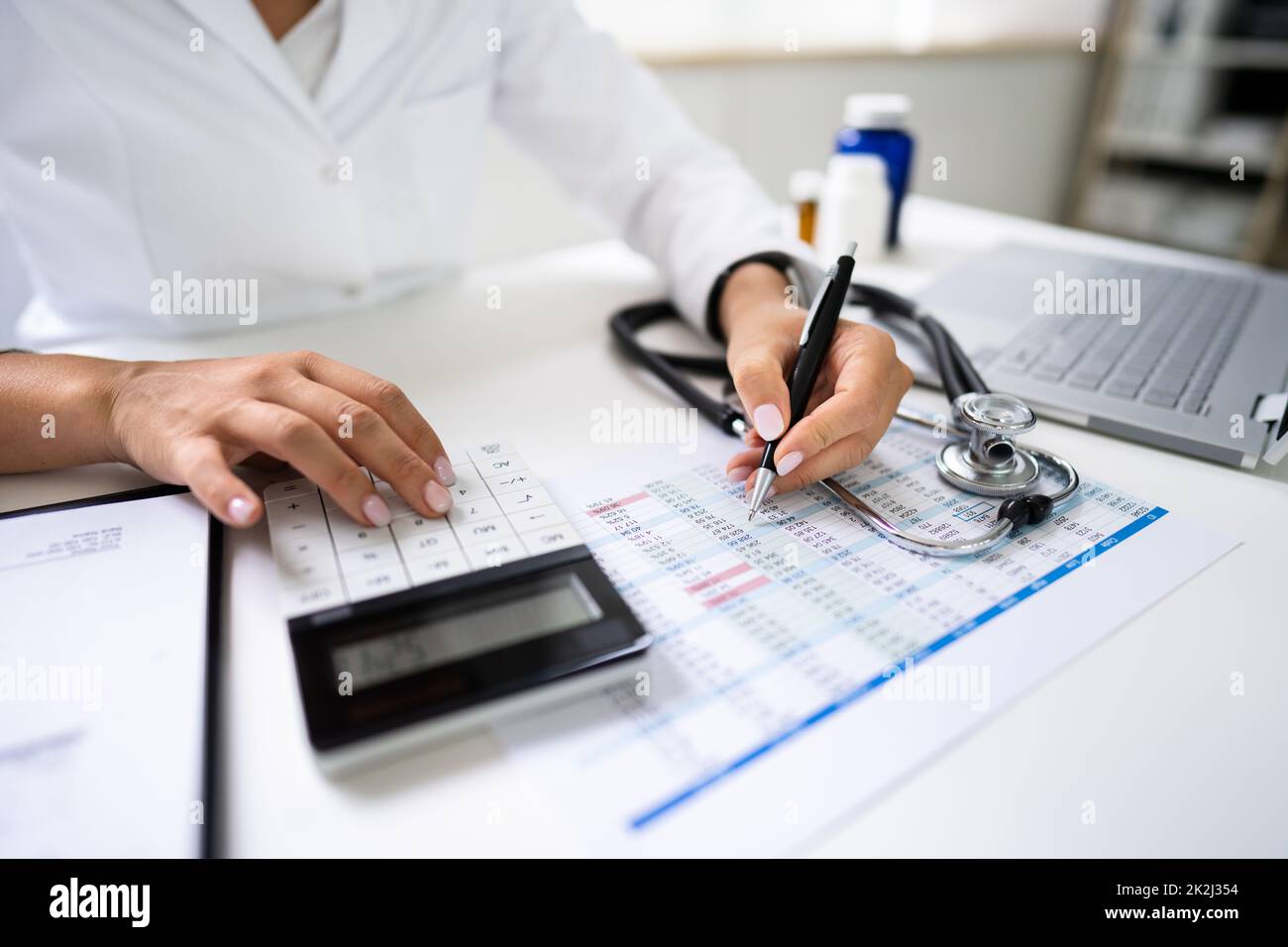 Medical Hospital Bill And Expenses Calculator. Health Money Stock Photo