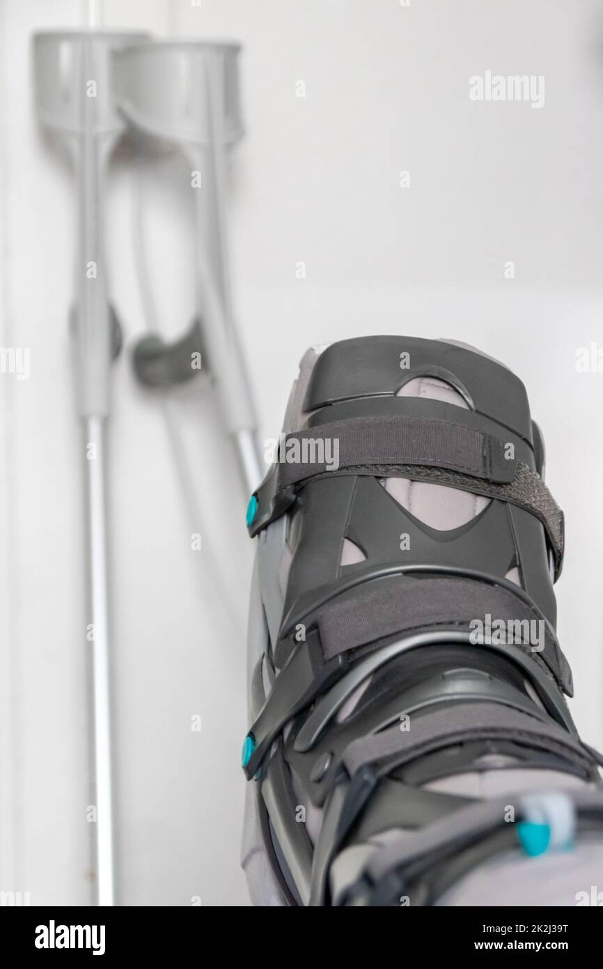 European man after Achilles tendon rupture operation is back home with