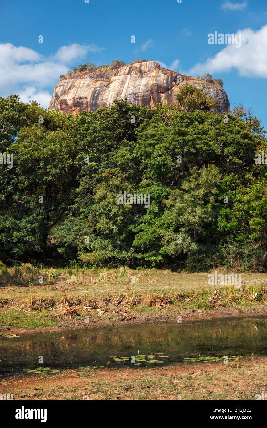 Famous tourist landmark - ancient Sigiriya rock, Sri Lanka Stock Photo