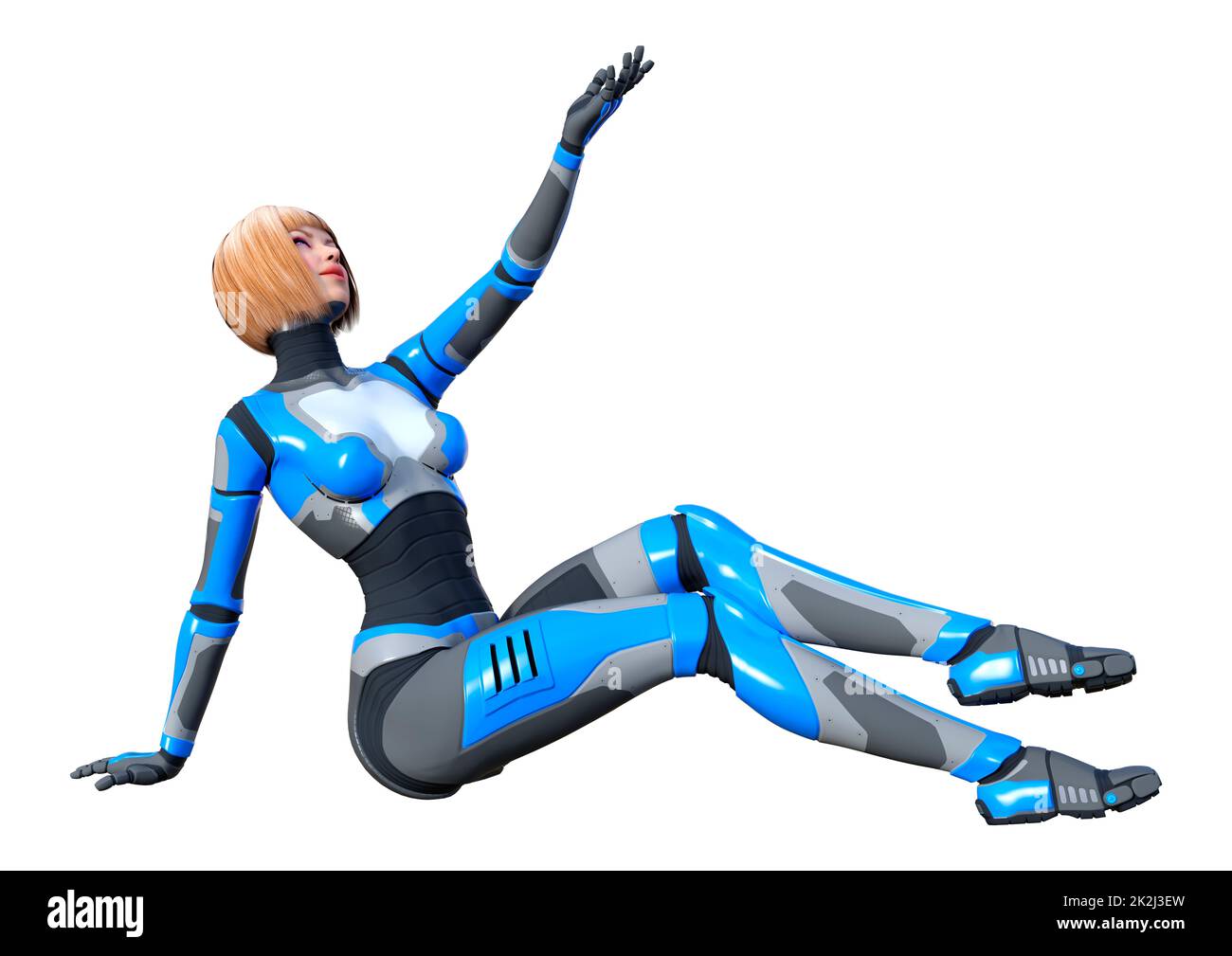 3D Rendering Female Robot on White Stock Photo