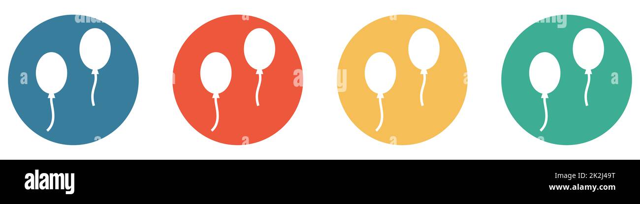 Colorful Banner with 4 Buttons: Happy Birthday - Two balloons Stock Photo