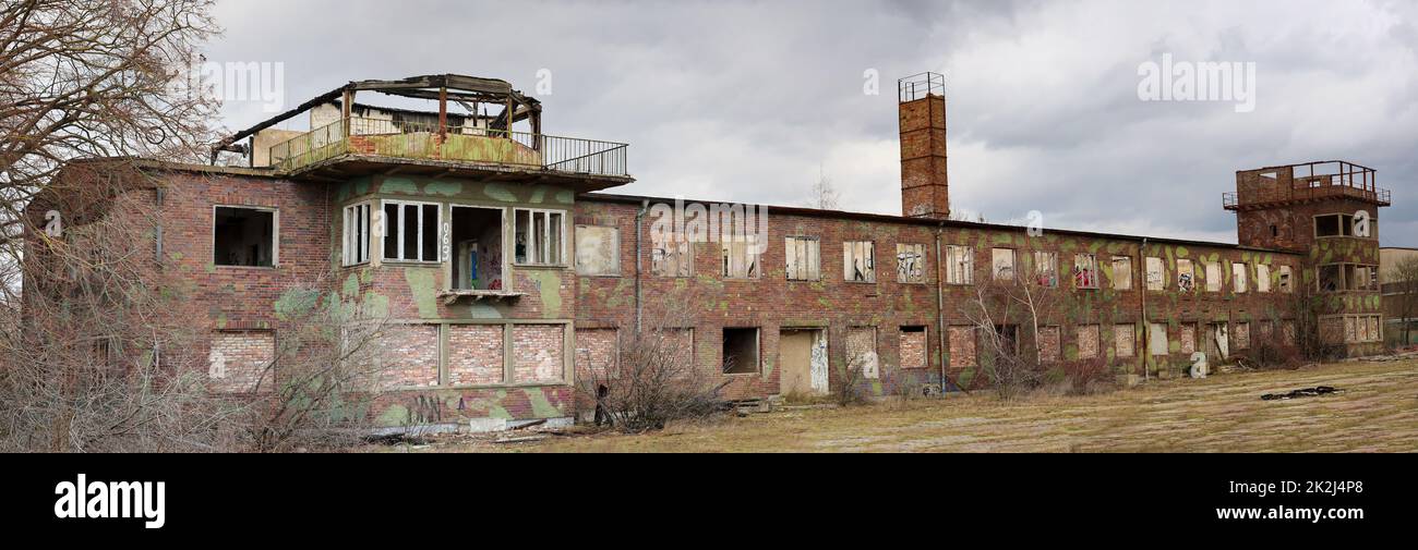 The ruins of a former military airfield, a lost place. Stock Photo