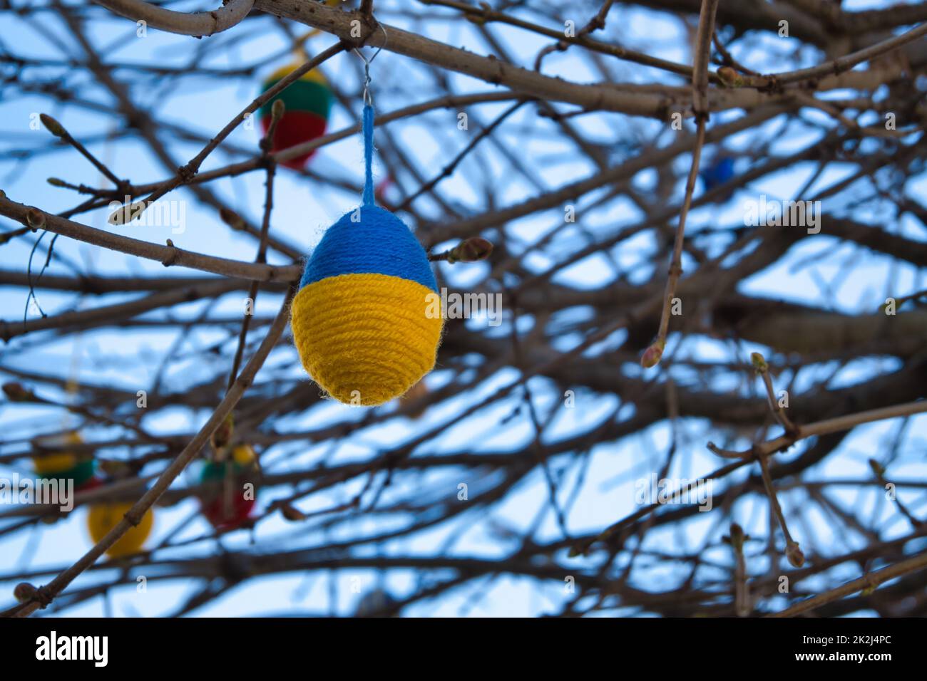 Branches of trees with colorful Easter decorations Stock Photo Alamy