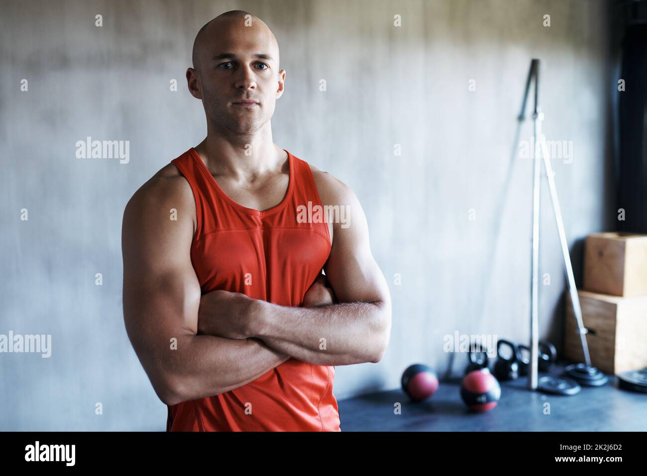 Determined to reach his fitness goals. Portrait of a man at the gym. Stock Photo