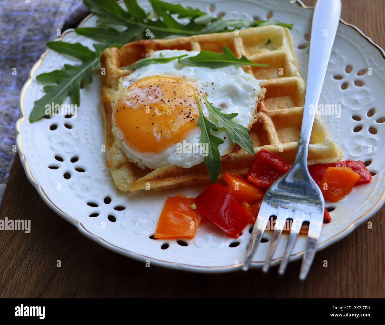 Healthy breakfast . Freshly made, delicious meal of eggs and vegetables