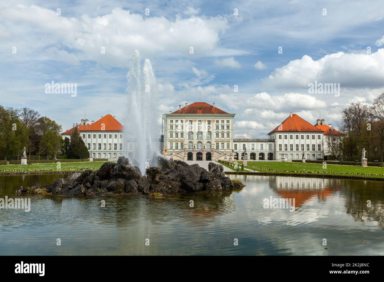 Nymphenburg Palace with fountain. Munich, Germany Stock Photo