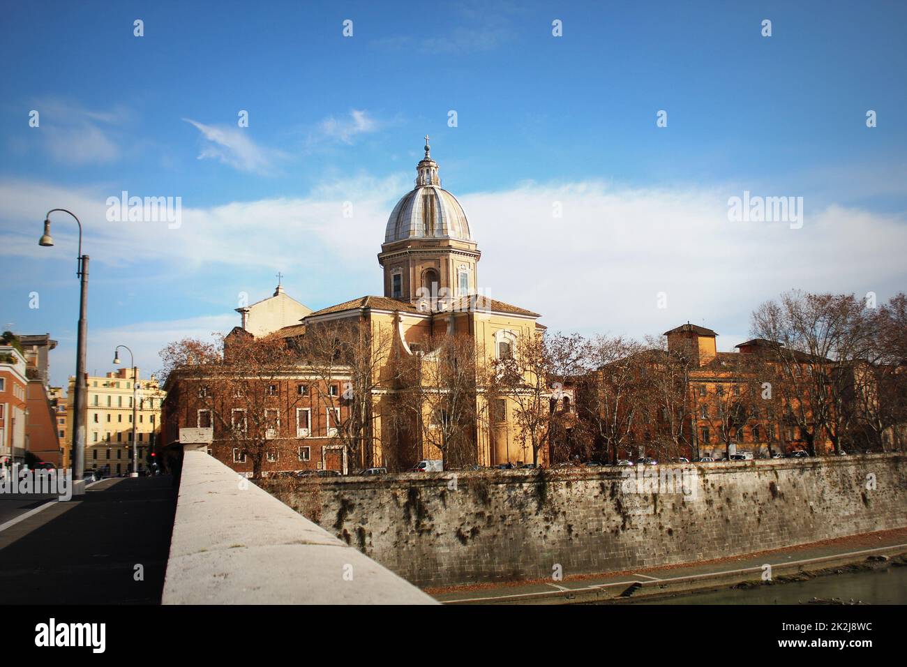 Exterior view of San Giovanni Battista dei Fiorentini church at Rome city, Italy Stock Photo