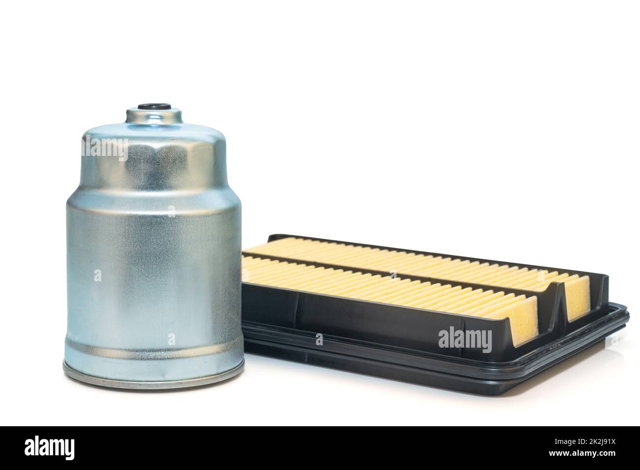 New square car air filter and oil filter engine car on white Stock Photo Alamy