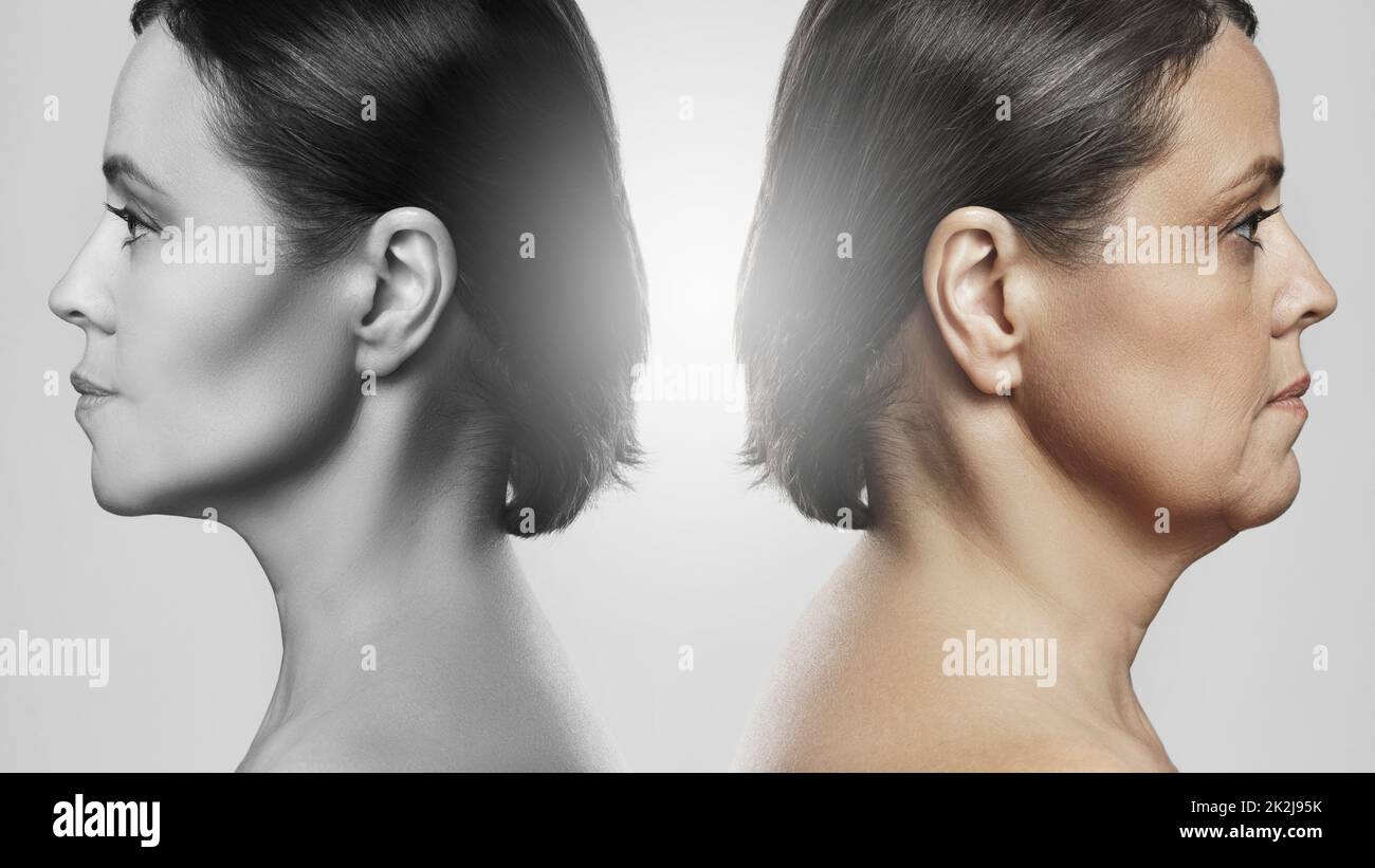 Comparison of young and elderly age Stock Photo Alamy