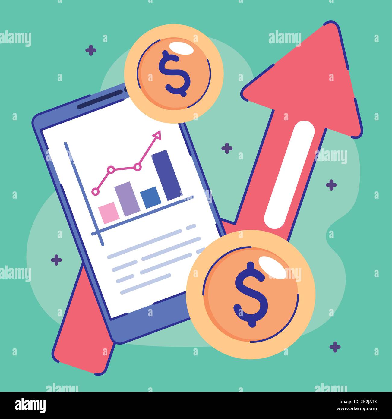 smartphone and money income Stock Vector