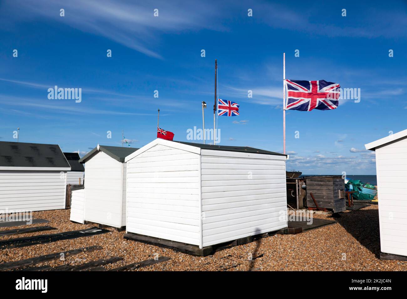 Union Jacks Flags flying a HalfMast, during the National period of Mourning for Queen Elizabeth