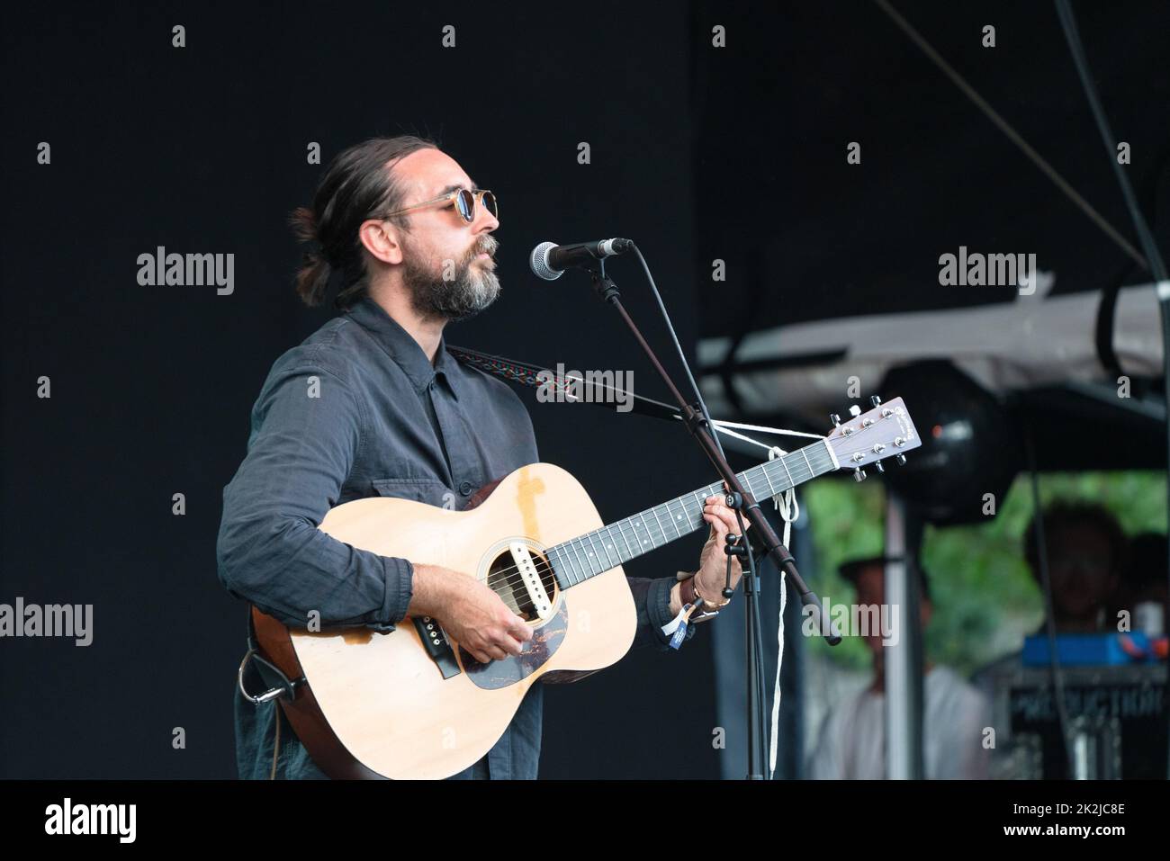 Charles Watson plays the Walled Garden Stage on Day Three of the Green Man 2022 music festival in the Brecon Beacons Mountains in Wales, UK, August 20 Stock Photo