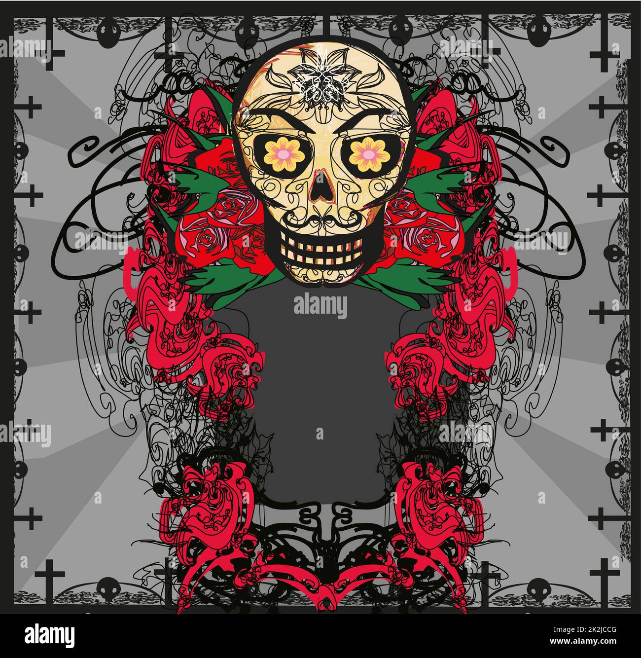 card with mexican skull Stock Photo