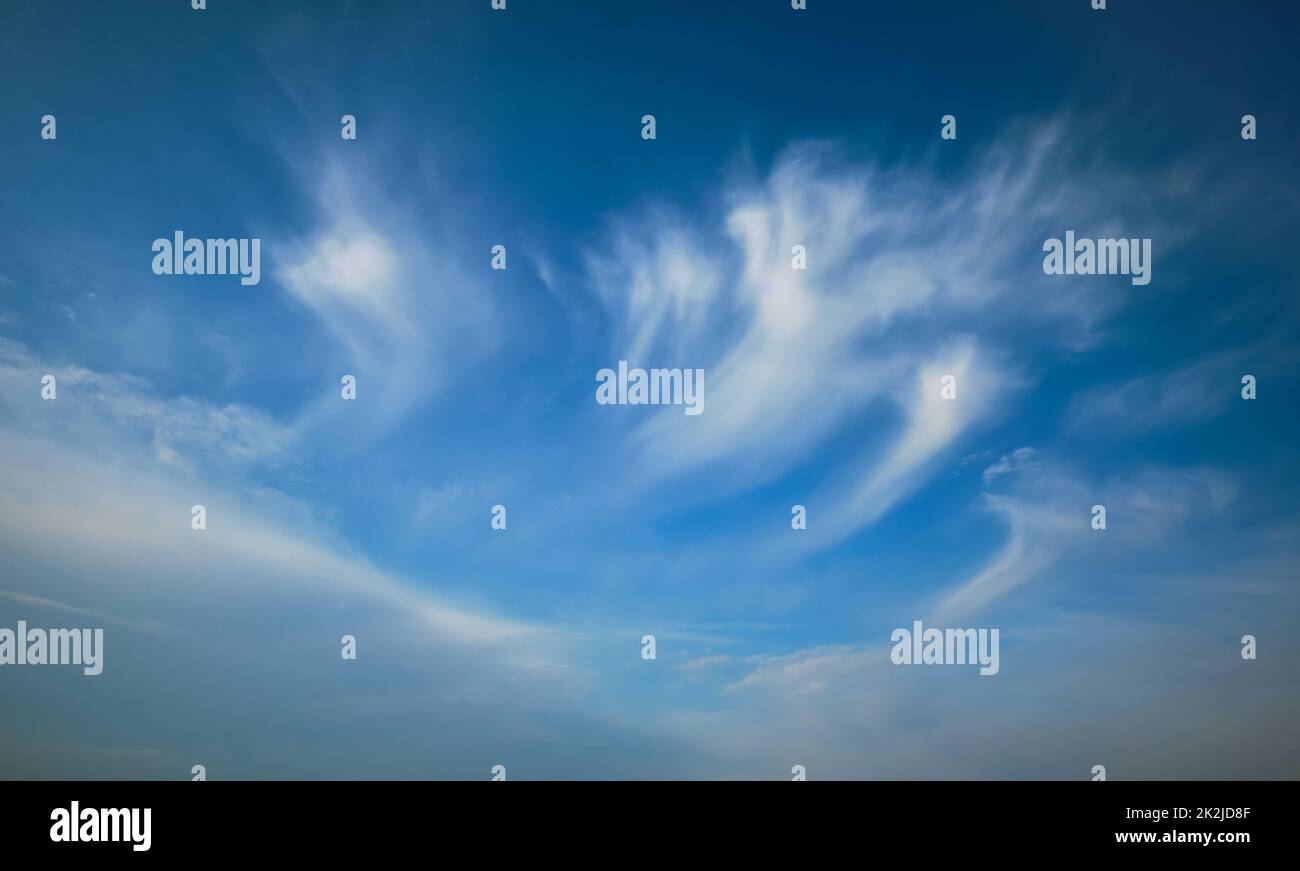 Blue sky with whie Cirrus clouds Stock Photo