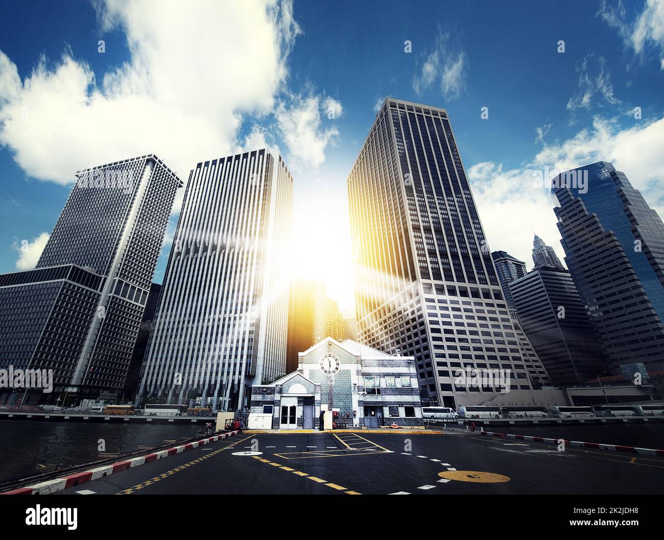 At the heart of the business world. Shot of tall buildings in an urban business district. Stock Photo