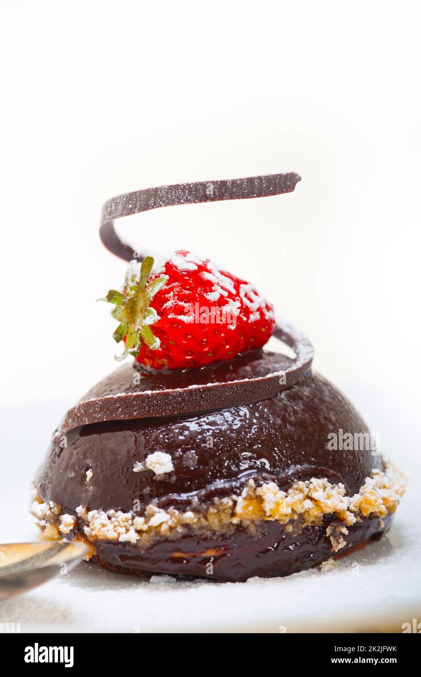 fresh chocolate strawberry mousse Stock Photo
