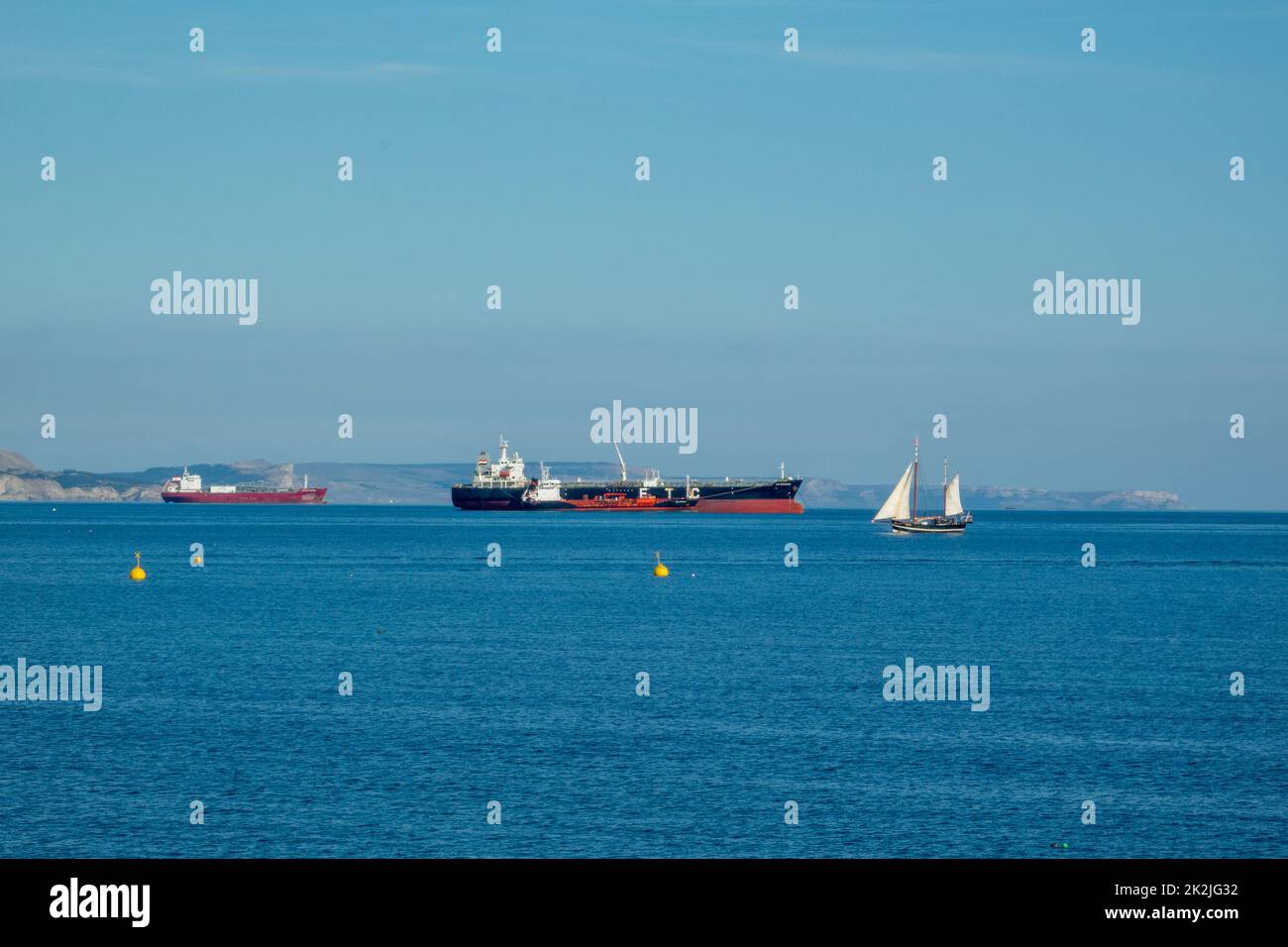 Ships Weymouth Bay Stock Photo