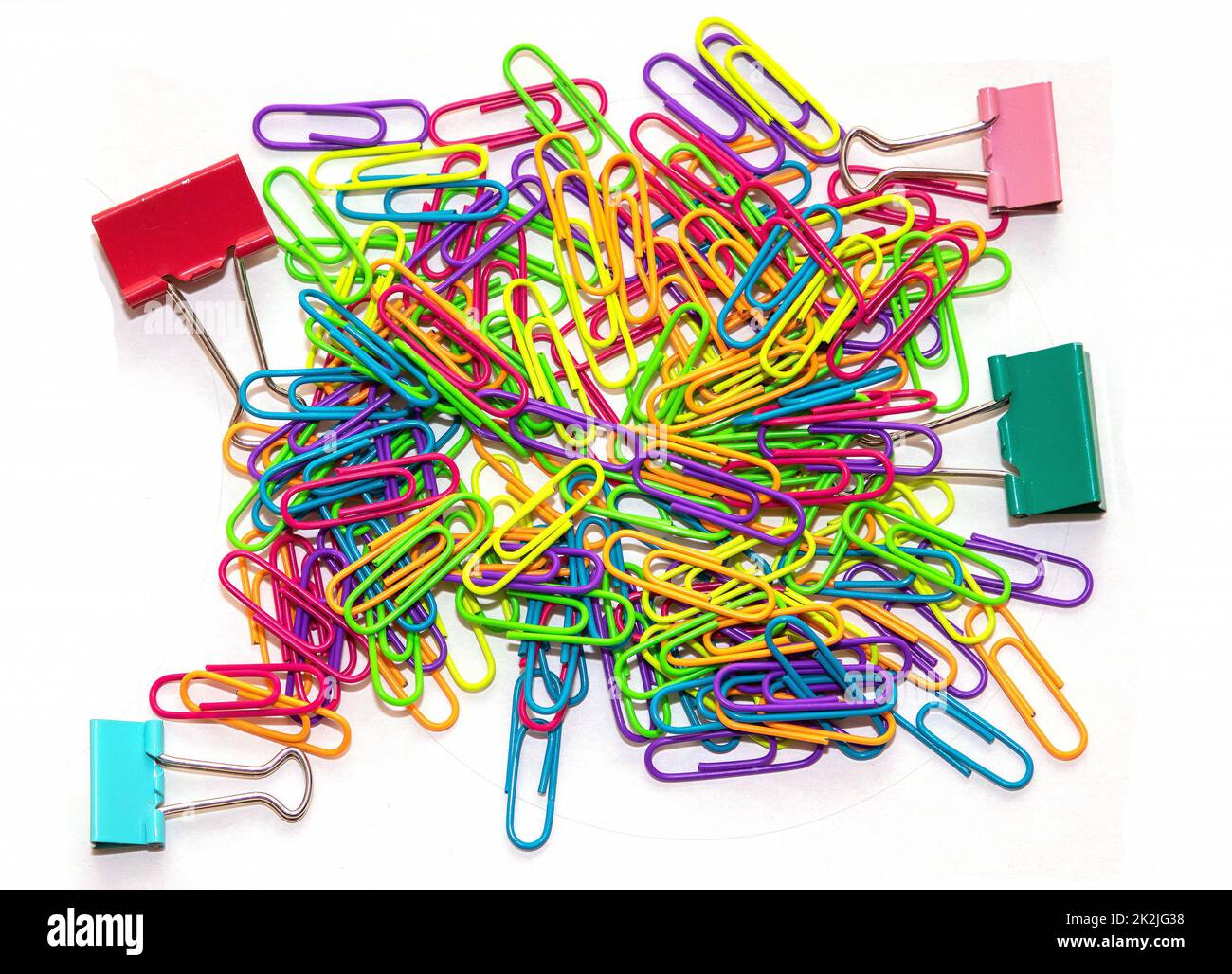 Colorful paper clips pile Stock Photo