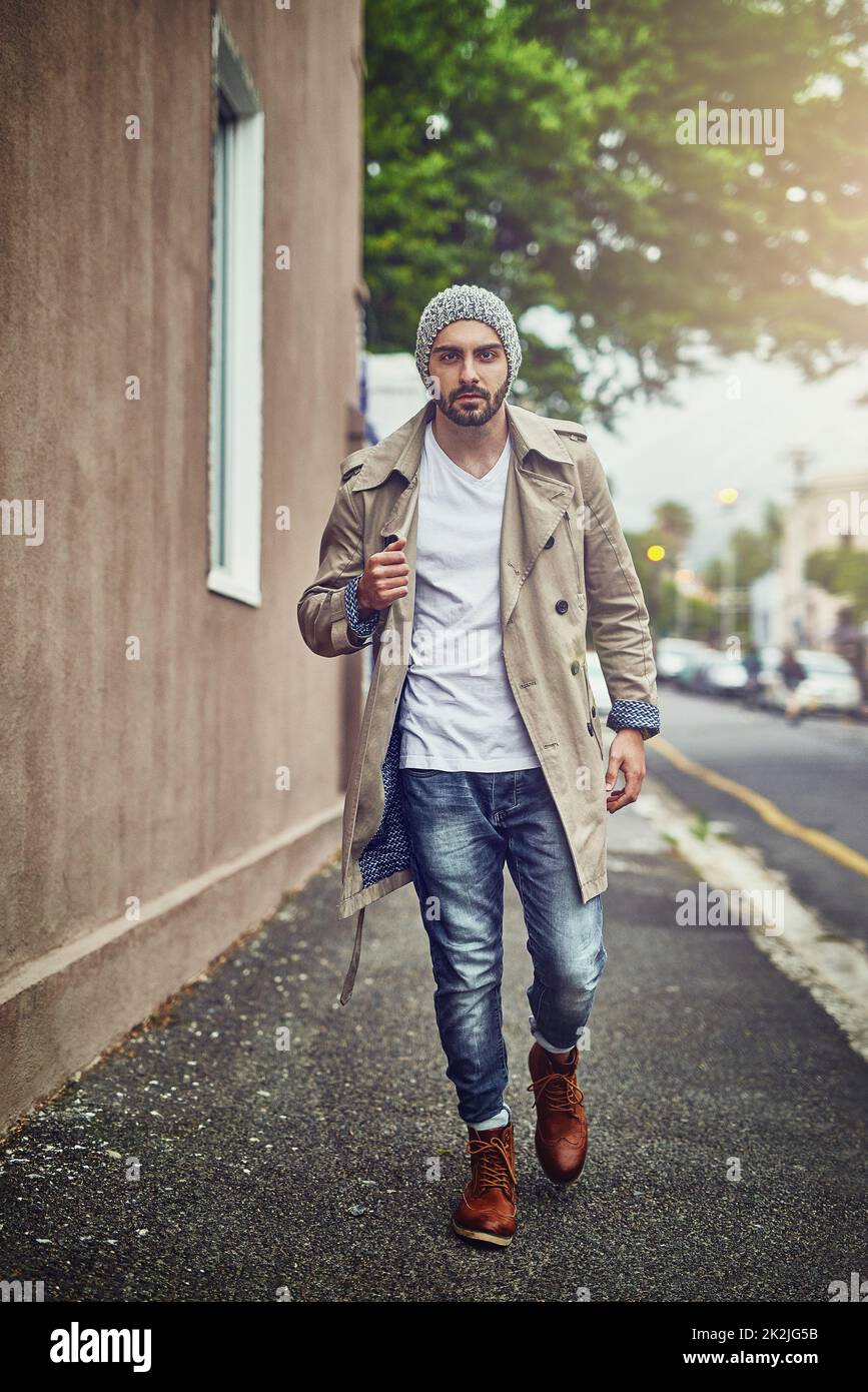 Style that moves with the modern times. Portrait of a fashionable young man. Stock Photo