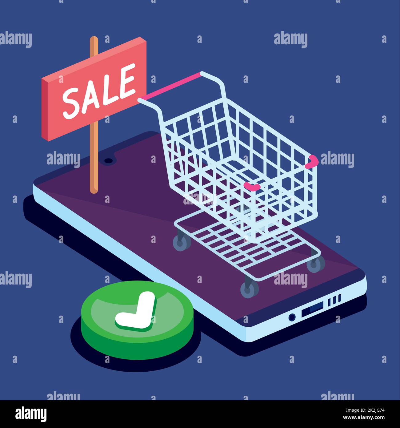sale label in smartphone icons Stock Vector