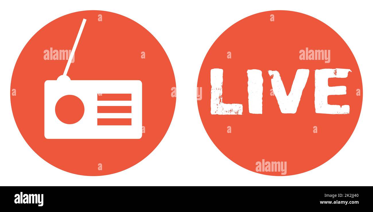 Banner with 2 Buttons: Radio live, Livestream Stock Photo - Alamy