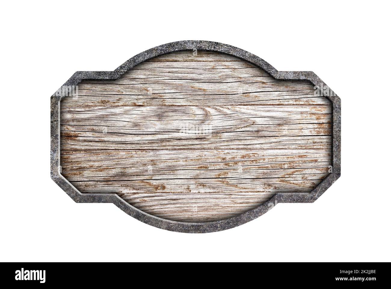 Old wood sign isolated on white background with clipping path Stock