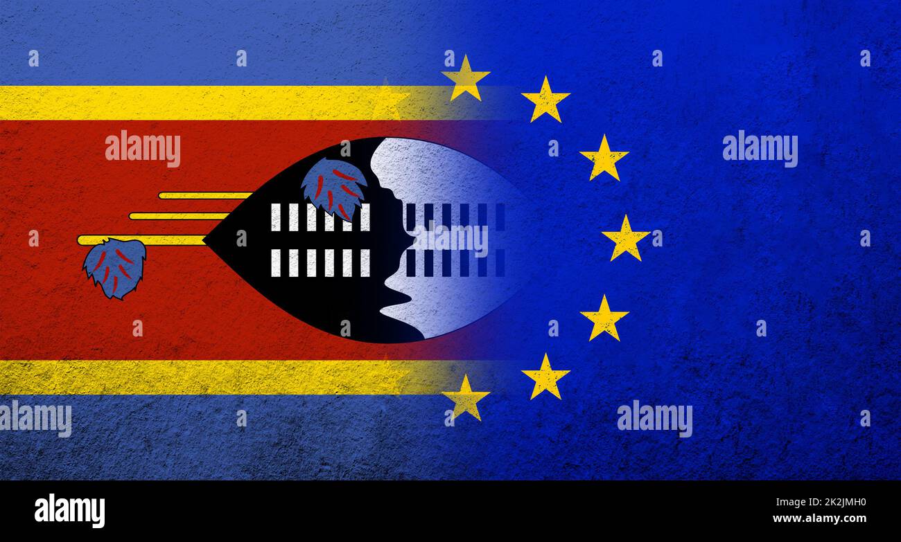 Flag of the European Union with Swaziland National flag. Grunge ...