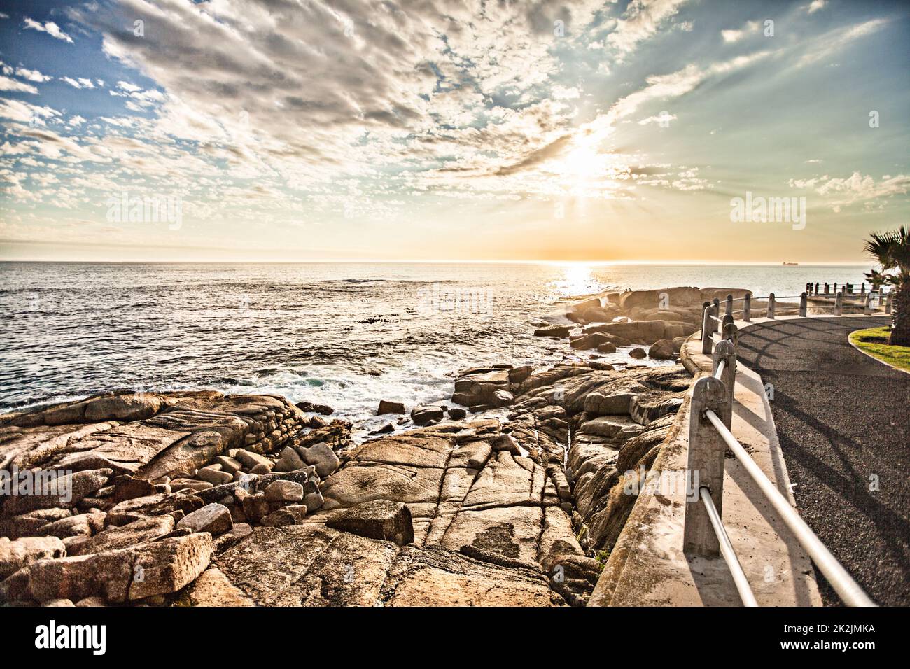 Get lost in nature. Shot a walkway by the seaside. Stock Photo