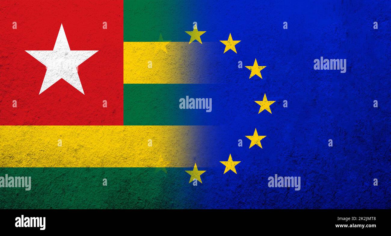 Flag of the European Union with Togo National flag. Grunge background Stock Photo