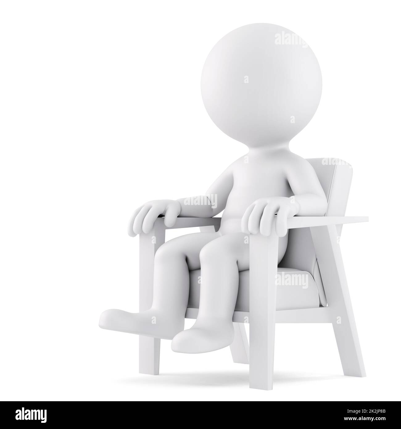 Man sitting on a chair. 3D illustration. Isolated Stock Photo