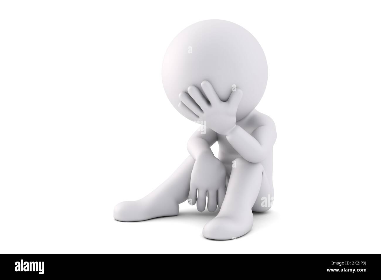 Sad guy. 3D illustration. Isolated. Contains clipping path Stock Photo