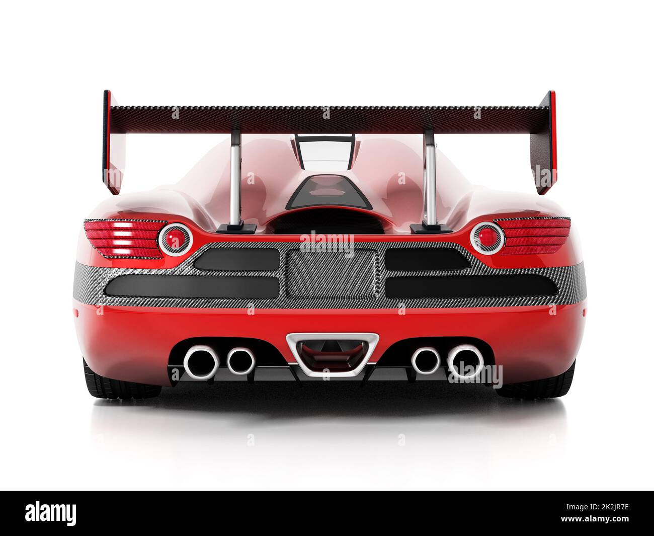 Red race car with carbon fiber spoiler. 3D illustration Stock Photo Alamy