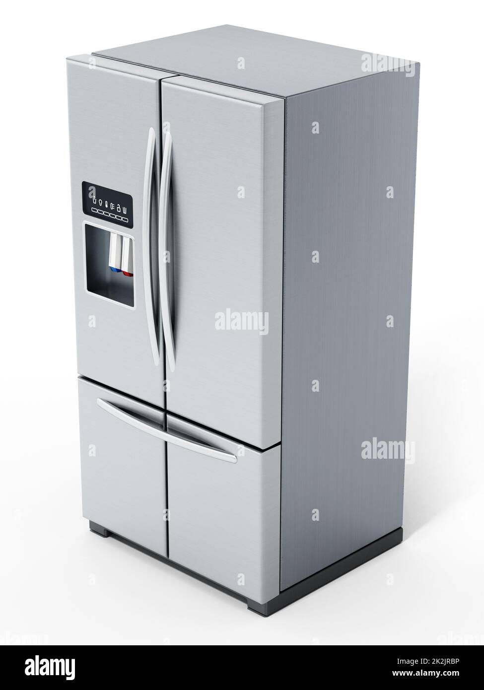 Generic silver refrigerator isolated on white background. 3D illustration Stock Photo