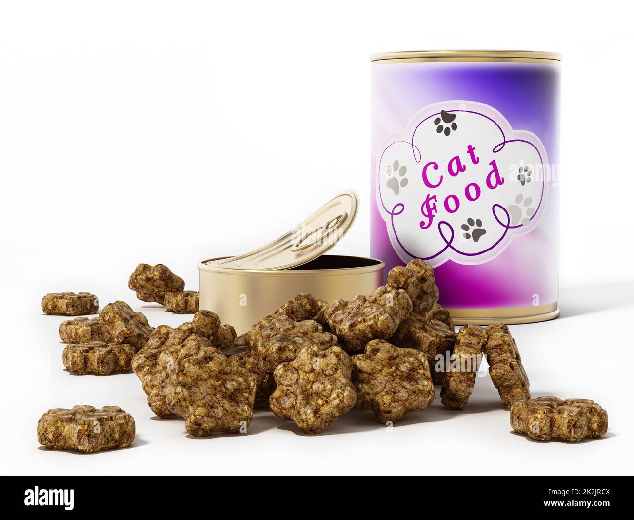 Cat food canisters isolated on white background. 3D illustration Stock