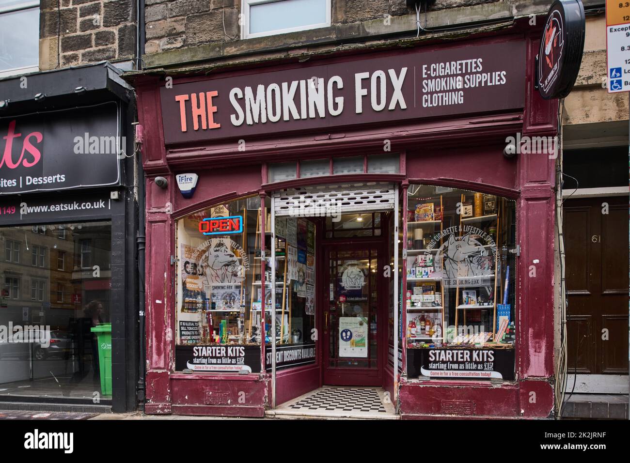 The Smoking Fox, electronic cigarette specialist and lifestyle emporium in  Tollcross, Edinburgh, Scotland, UK Stock Photo - Alamy